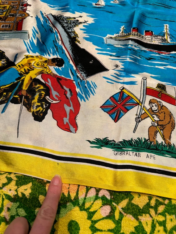 Vintage 1960s Souvenir Gibraltar The Rock Scarf, … - image 5