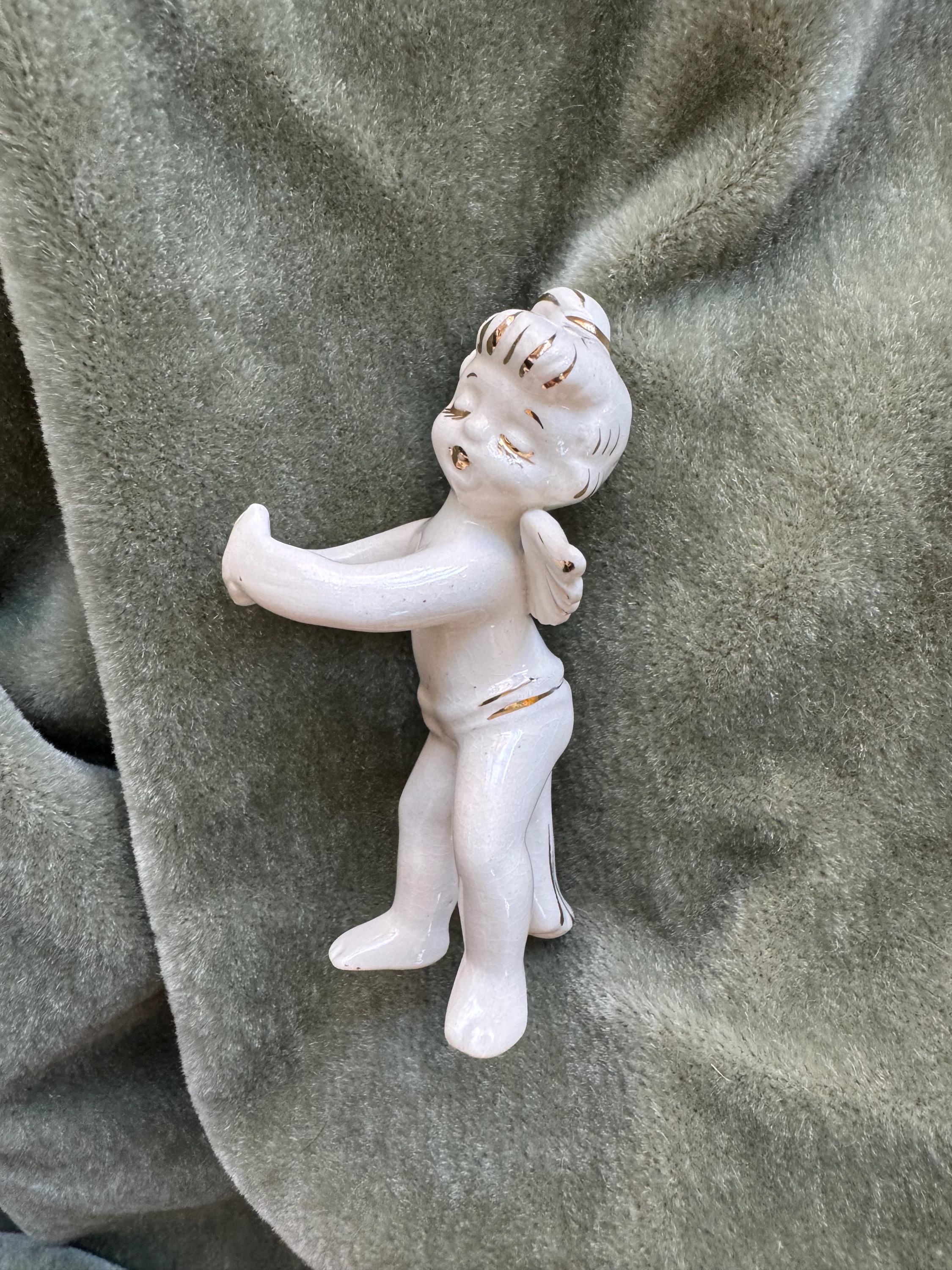 Vintage Holt Howard Angel Candle Huggers: 1950s Porcelain Cherubs