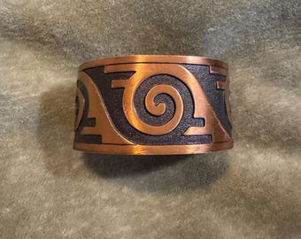Vintage Southwestern Copper Cuff Bracelet: Swirl Design