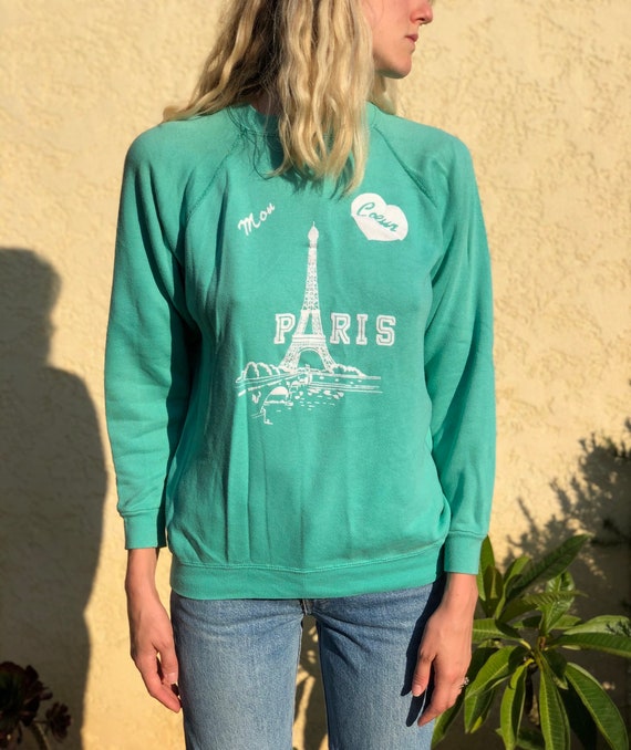 Vintage 70s 80s thin Paris sweatshirt,Raglan Sweat