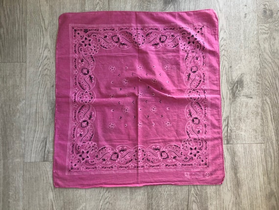 Vintage pink bandana RN 13960,faded worn in pink … - image 2