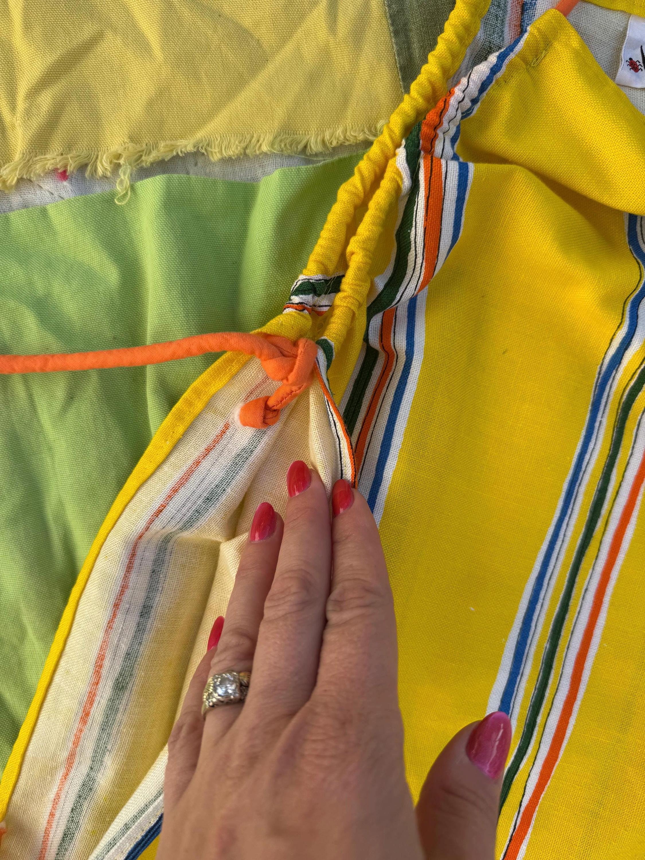 Vintage 60s 70s Vera Neumann Side Tie Apron Cover up Dress, Yellow