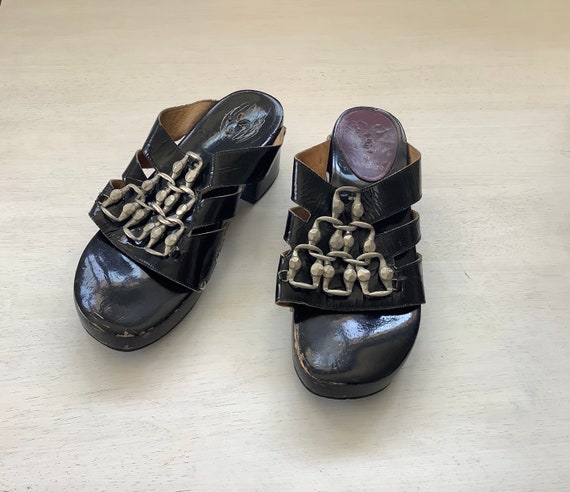 Rare Vintage 70s 1970s platform sandal shoes,FAMOL