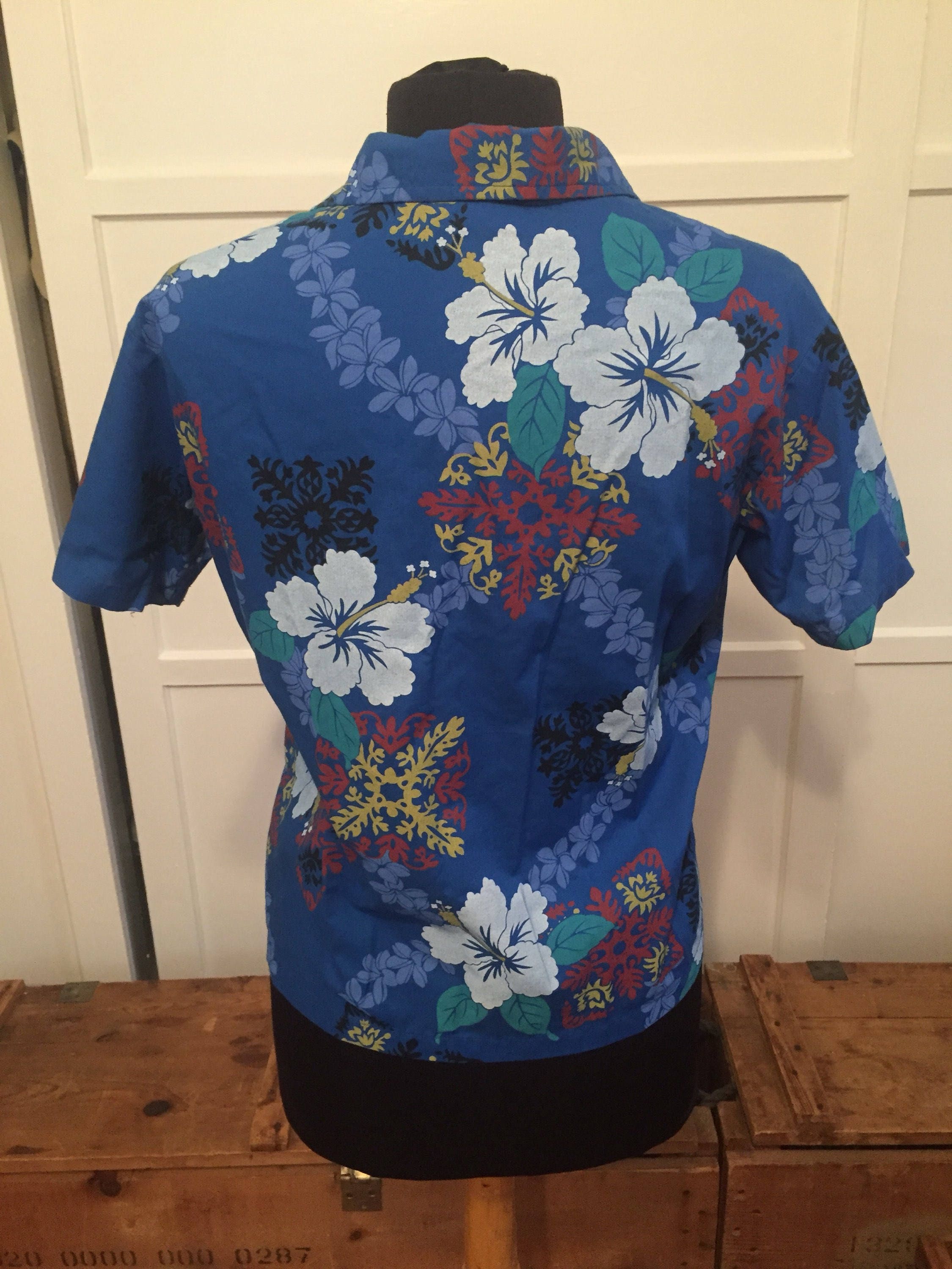Vintage Blue Hawaiian Shirt Vintage Luau Shirt Made in | Etsy