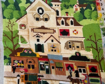 Vintage Dimensions "Olde Time Shoppes" Needlepoint: (Unframed Unfinished)