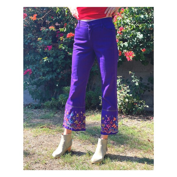 Embroidered Pants Etsy