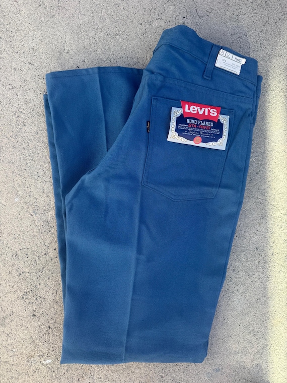 Vintage Levis big E Sta-Prest Nuvo Flares deadstock blue 35"