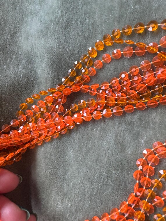 Vintage 60s Mod Orange Plastic Beaded Necklace: M… - image 14