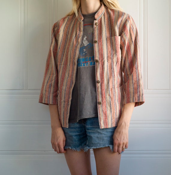 Vintage striped chore coat size medium,lightweight