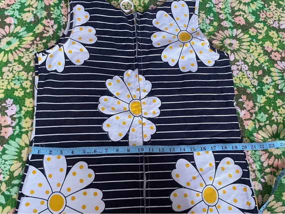 Vintage 60s 70s black white yellow flower power m… - image 9