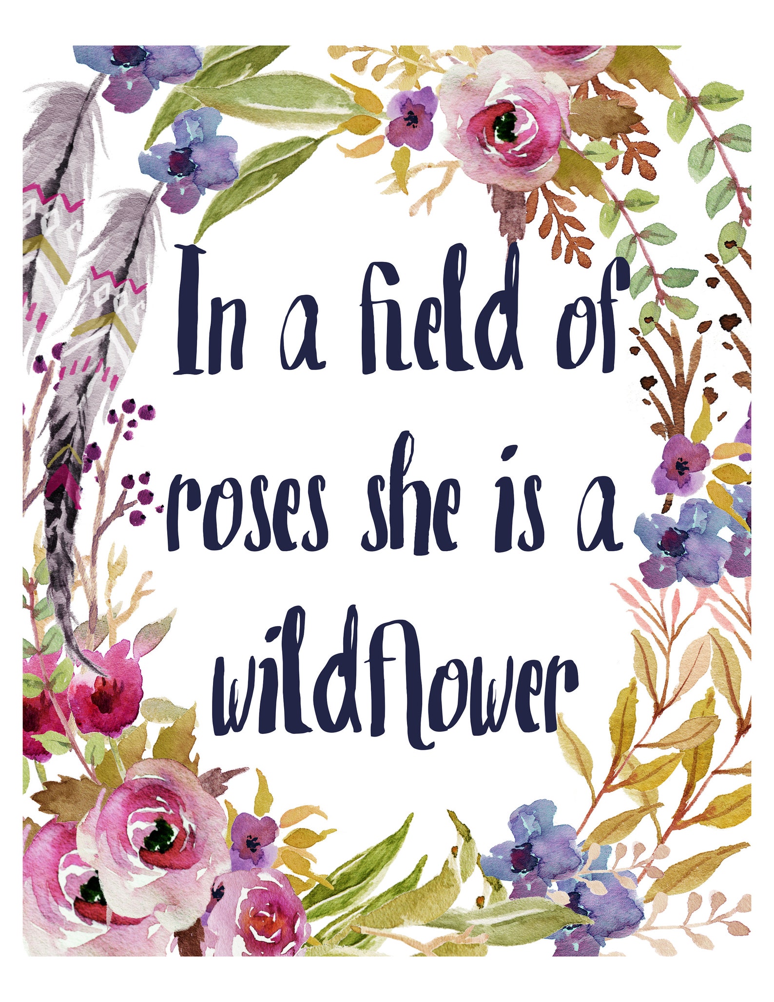 In a field of roses she is a wildflower nursery decor Etsy