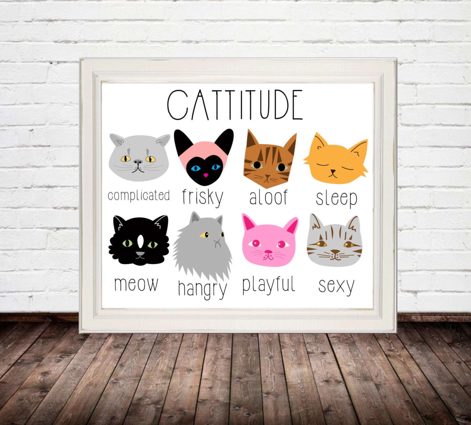 Funny cat art funny cat sayings cat printable cat wall art Etsy