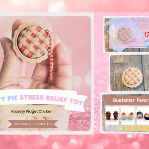 Delicious Twisty Pie Fidget Clicker Keychain | Kawaii Food Sensory Toy, 3D Printed Stress Relief
