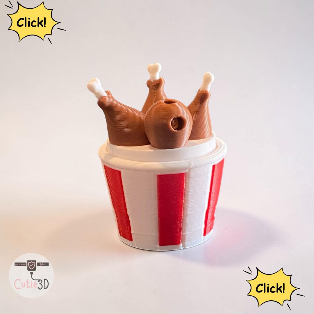 Bucket Clicker Fried Chicken Bucket Twisty Fidget Clicker Keychain | Kawaii Food ...