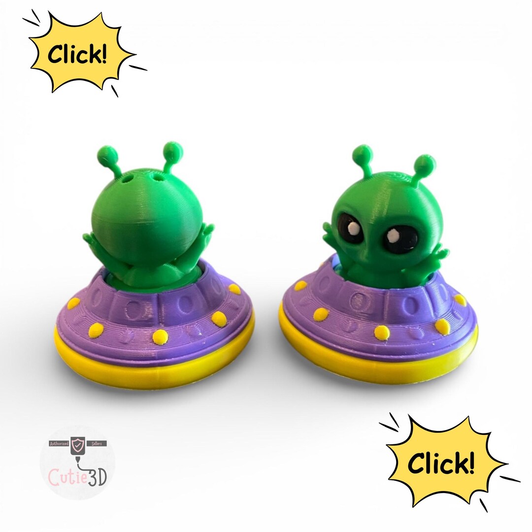 Tactile 3D Printed Twisty Alien Ship Fidget Clicker | Anxiety Stress ...