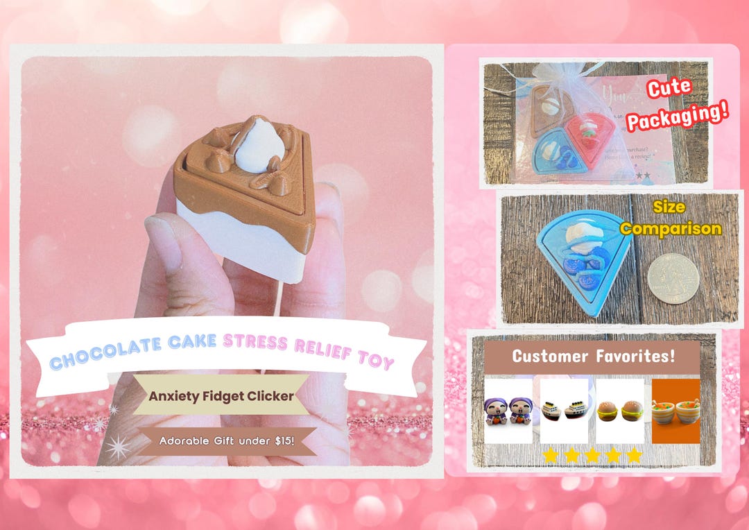 Spring Cake Fidget Clicker Keychain | 3D Printed Sensory Toy | Foodie ...