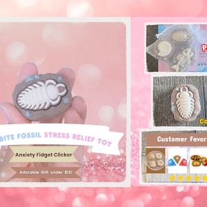 Ammonite Fossil Fidget Clicker Keychain | 3D Printed Sensory Toy | Fossil Lover Gift