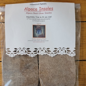 Alpaca Insoles - boot/shoe adjustable alpaca insoles, One size fits all -adjustable, Alpaca fiber trimmable foot ware insoles