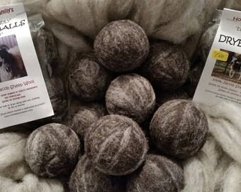 Jacob Sheep Wool - Dryer Balls - Set of 4, All wool dryer balls, rare breed Jacob Sheep wool dryer balls