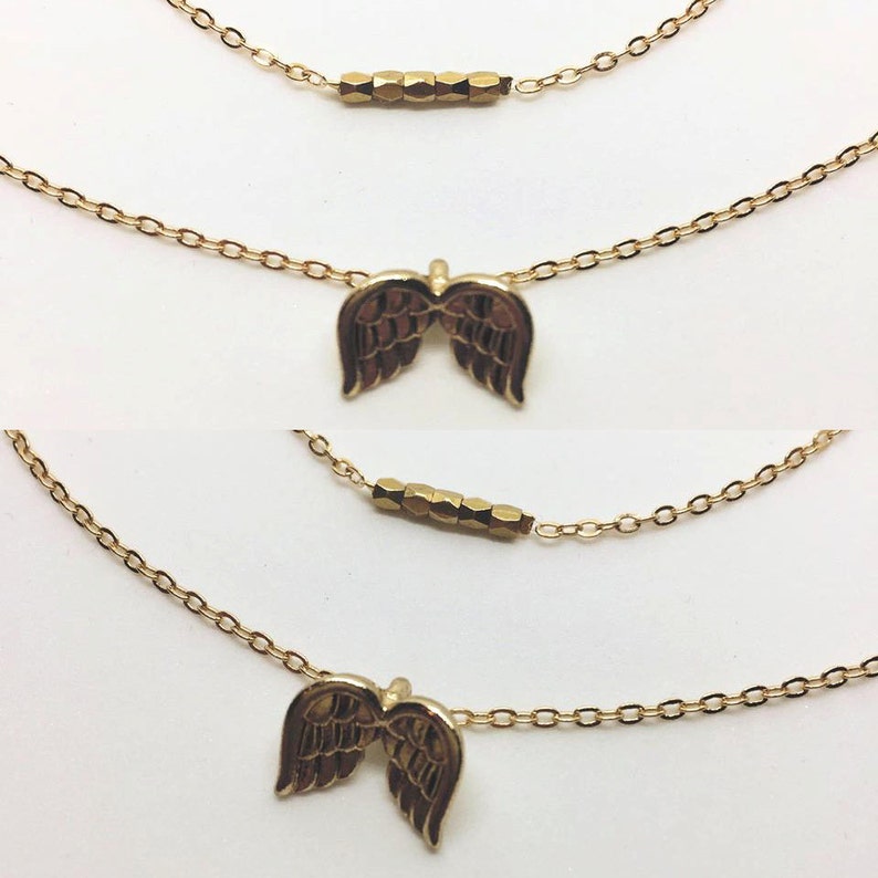 ANGEL Gold two-layer chain necklace choker with gold angel wings