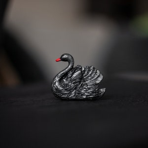 Brooch, Pin, Bird, Polymer clay pins, Stylish brooch, Aesthetic brooch, Jewelry, Handmade, Gift for her, Black swan, Decor, Outfit decor image 1