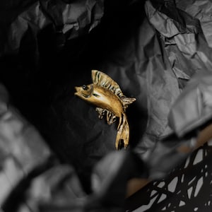 Golden Fish Brooch: Handmade Polymer Clay Pin