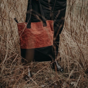 Tote Bag, Waxed canvas bag, Foxy bag, Diapers bag, Faux leather bag, Shoulder bag, Laptop bag, Shopping bag, School bag, Unisex, Brown bag image 1