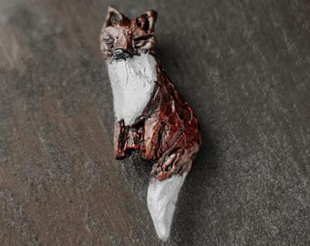 Fox Brooch Handmade, Polymer Clay Fox Pin, Woodland Animal Jewelry, Cute Fox Brooch, Nature Lover Gift, Cottagecore Accessory