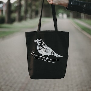 Tote Bag, Shopping bag, Black bag, Bird, Diapers bag, ECO bag, Canvas bag, Shoulder bag, Large bag, Cotton bag, Work bag, Handbag, Unisex image 1