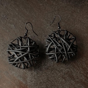 Polymer Clay Root Earrings, Handmade Nature Inspired Statement Earrings, Unique Organic Jewelry