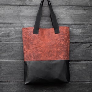 Tote Bag, Waxed canvas bag, Foxy bag, Diapers bag, Faux leather bag, Shoulder bag, Laptop bag, Shopping bag, School bag, Unisex, Brown bag image 2