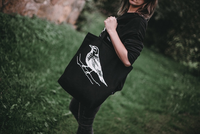 Tote Bag, Shopping bag, Black bag, Bird, Diapers bag, ECO bag, Canvas bag, Shoulder bag, Large bag, Cotton bag, Work bag, Handbag, Unisex image 5