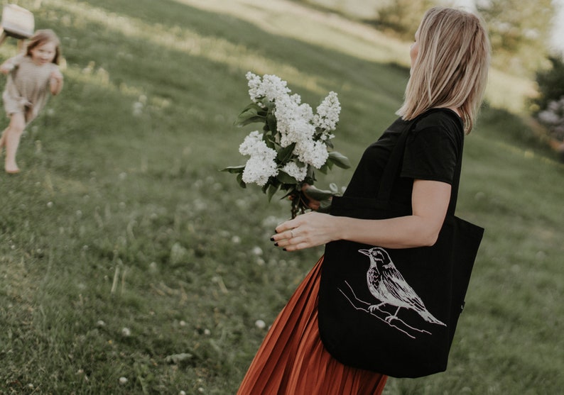 Tote Bag, Shopping bag, Black bag, Bird, Diapers bag, ECO bag, Canvas bag, Shoulder bag, Large bag, Cotton bag, Work bag, Handbag, Unisex image 9