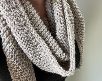 Kuscheliger Strickschal, Strickschal, grau-beiger Schal