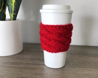Knit Coffee Sleeve, Bright Red