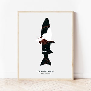 Campbellton Lachsdruck | Landkarte Campbellton New Brunswick | Digitaler Download