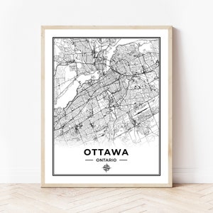 Ottawa Map Print | Map of Ottawa Ontario | Black & White | Digital Download