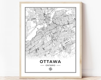 Ottawa Map Print | Map of Ottawa Ontario | Black & White | Digital Download