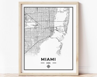 Miami Map Print | Map of Miami Florida | Digital Download