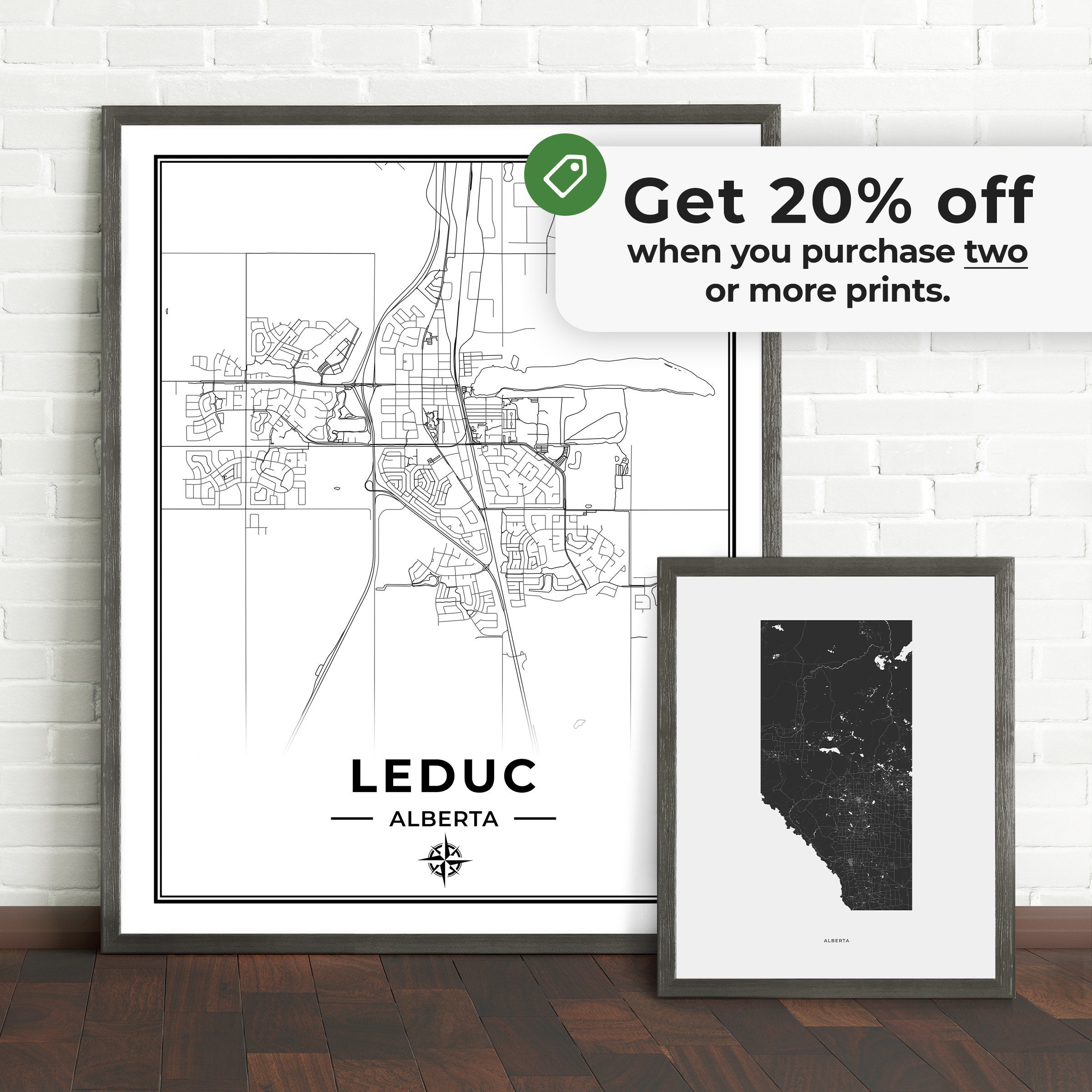 Leduc Map Print Map of Leduc Alberta Black & White Etsy Canada
