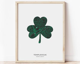 Templeogue Shamrock Map Print | Map of Templeogue Ireland | Digital Download