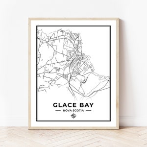Stampa della mappa di Glace Bay / Mappa di Glace Bay Nuova Scozia / Bianco e nero / Download digitale