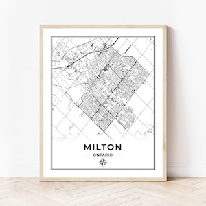 Milton Map Print | Map of Milton Ontario | Black & White | Digital Download
