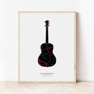 Cavendish Gitarren-Druck | Landkarte Cavendish Prince Edward Island | Digitaler Download