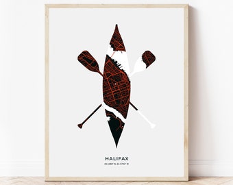 Halifax Canoe Print | Map of Halifax Nova Scotia | Digital Download