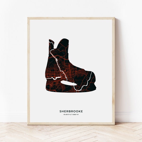 Sherbrooke Skate Print | Map of Sherbrooke Quebec | Digital Download