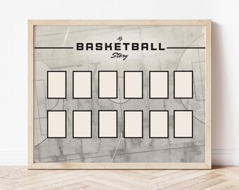 Basketball Photo Collage Template | Sports Photo Template | Printable and Editable Photo Collage | Digital Download