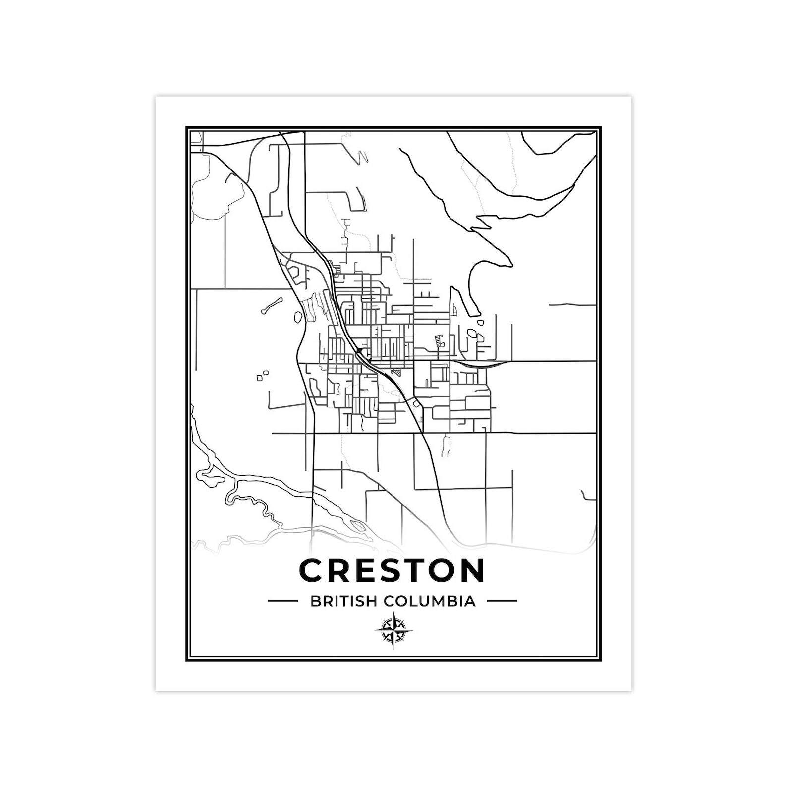 Creston Map Print Map of Creston British Columbia Black & Etsy
