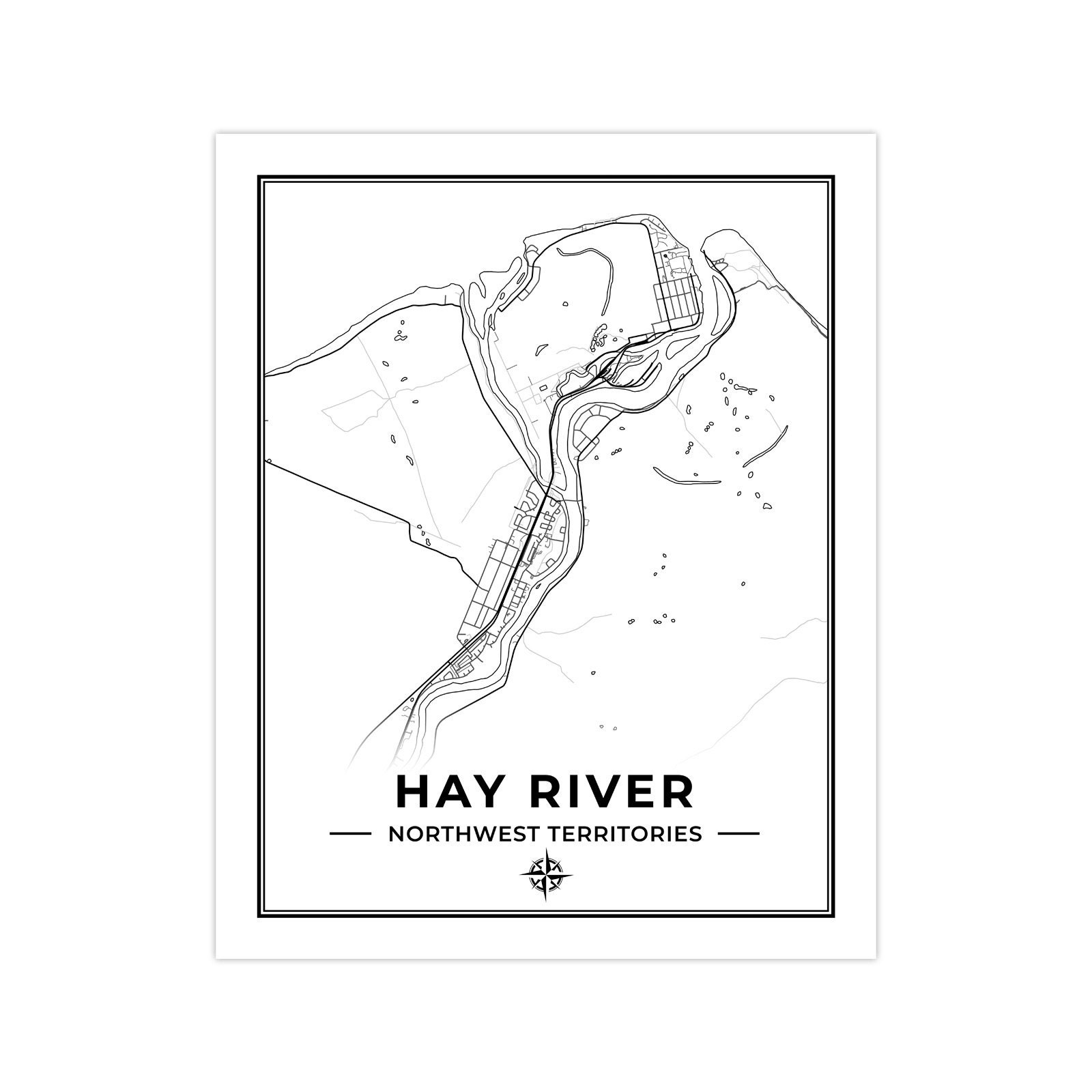 Hay River Map Print Map of Hay River Northwest Territories Etsy Canada