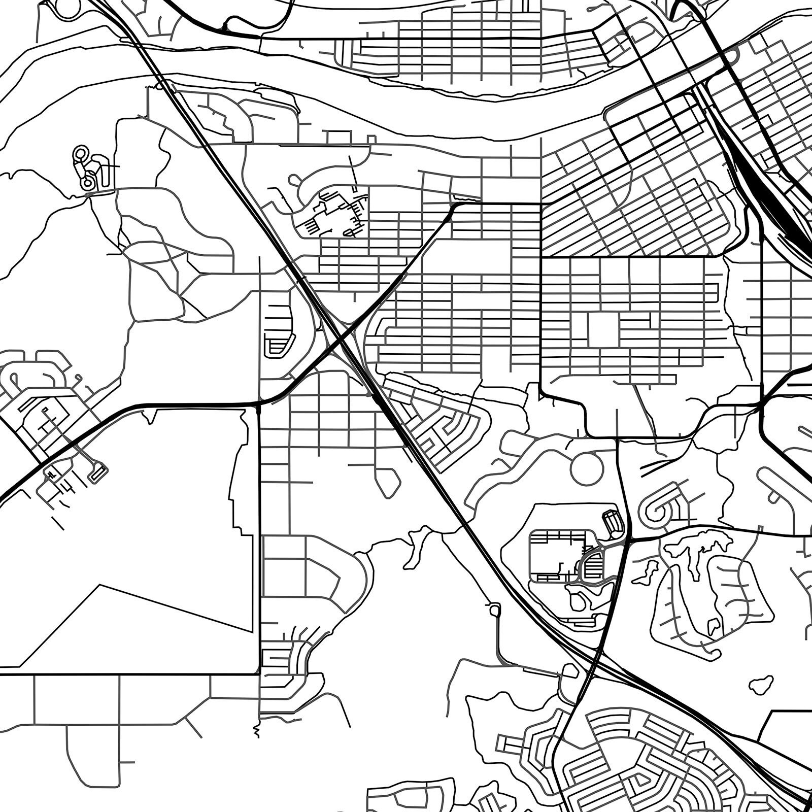 Medicine Hat Map Print Black & White Etsy